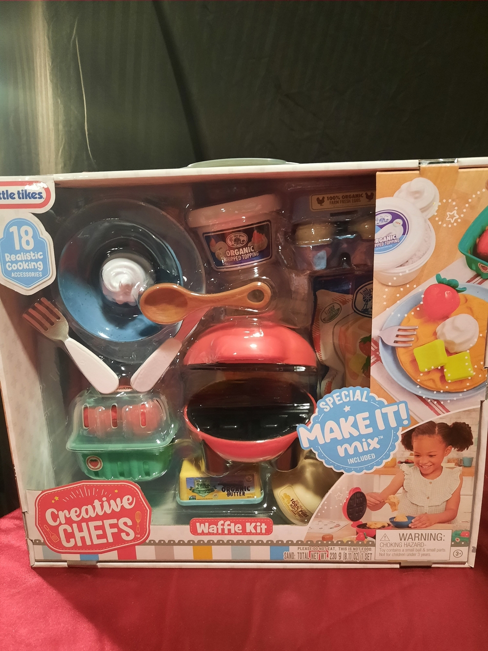 Creative Chefs Red Waffle Kit With 18 Realistic Cooking Accessories